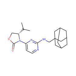 CC(C)[C@H]1COC(=O)N1c1ccnc(NCC23CC4CC(CC(C4)C2)C3)n1 ZINC000142145590