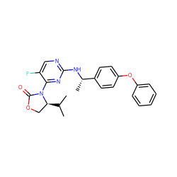 CC(C)[C@H]1COC(=O)N1c1nc(N[C@@H](C)c2ccc(Oc3ccccc3)cc2)ncc1F ZINC000221127652