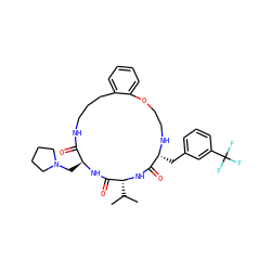 CC(C)[C@H]1NC(=O)[C@@H](Cc2cccc(C(F)(F)F)c2)NCCOc2ccccc2CCCNC(=O)[C@H](CN2CCCC2)NC1=O ZINC000028823468