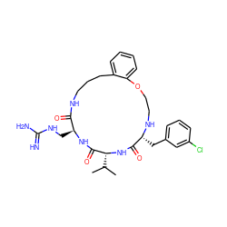 CC(C)[C@H]1NC(=O)[C@@H](Cc2cccc(Cl)c2)NCCOc2ccccc2CCCNC(=O)[C@H](CNC(=N)N)NC1=O ZINC000028823465