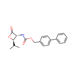 CC(C)[C@H]1OC(=O)[C@@H]1NC(=O)OCc1ccc(-c2ccccc2)cc1 ZINC000148974268