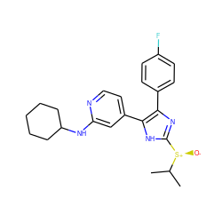 CC(C)[S@+]([O-])c1nc(-c2ccc(F)cc2)c(-c2ccnc(NC3CCCCC3)c2)[nH]1 ZINC000071316850