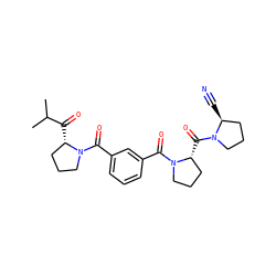 CC(C)C(=O)[C@H]1CCCN1C(=O)c1cccc(C(=O)N2CCC[C@H]2C(=O)N2CCC[C@@H]2C#N)c1 ZINC000027518846