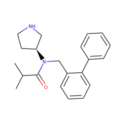 CC(C)C(=O)N(Cc1ccccc1-c1ccccc1)[C@H]1CCNC1 ZINC000040408814