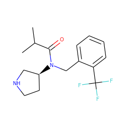 CC(C)C(=O)N(Cc1ccccc1C(F)(F)F)[C@H]1CCNC1 ZINC000035905889