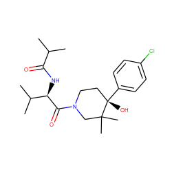 CC(C)C(=O)N[C@@H](C(=O)N1CC[C@](O)(c2ccc(Cl)cc2)C(C)(C)C1)C(C)C ZINC000096272207