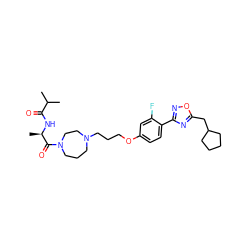 CC(C)C(=O)N[C@H](C)C(=O)N1CCCN(CCCOc2ccc(-c3noc(CC4CCCC4)n3)c(F)c2)CC1 ZINC000027740128