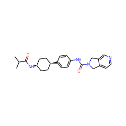 CC(C)C(=O)N[C@H]1CC[C@@H](c2ccc(NC(=O)N3Cc4ccncc4C3)cc2)CC1 ZINC000166506941