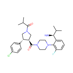 CC(C)C(=O)N1C[C@@H](C(=O)N2CCN(c3c(F)cccc3[C@@H](N)C(C)C)CC2)[C@H](c2ccc(Cl)cc2)C1 ZINC000028824106