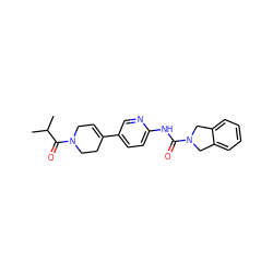 CC(C)C(=O)N1CC=C(c2ccc(NC(=O)N3Cc4ccccc4C3)nc2)CC1 ZINC000166788945