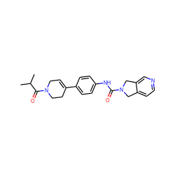 CC(C)C(=O)N1CC=C(c2ccc(NC(=O)N3Cc4ccncc4C3)cc2)CC1 ZINC000166087117