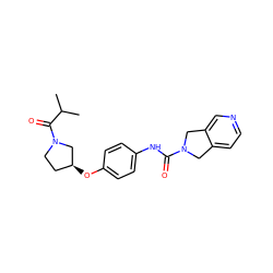 CC(C)C(=O)N1CC[C@H](Oc2ccc(NC(=O)N3Cc4ccncc4C3)cc2)C1 ZINC000168009340