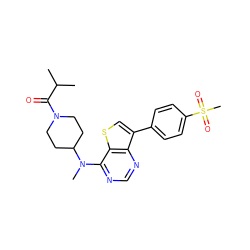 CC(C)C(=O)N1CCC(N(C)c2ncnc3c(-c4ccc(S(C)(=O)=O)cc4)csc23)CC1 ZINC000205470558