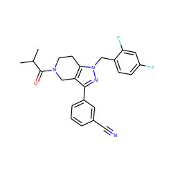 CC(C)C(=O)N1CCc2c(c(-c3cccc(C#N)c3)nn2Cc2ccc(F)cc2F)C1 ZINC000206365518