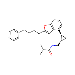 CC(C)C(=O)NC[C@@H]1C[C@@H]1c1cccc2oc(CCCCc3ccccc3)cc12 ZINC000028388023