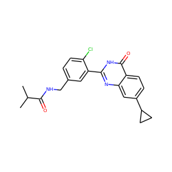 CC(C)C(=O)NCc1ccc(Cl)c(-c2nc3cc(C4CC4)ccc3c(=O)[nH]2)c1 ZINC000299834591