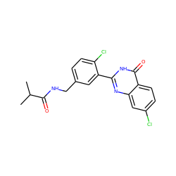 CC(C)C(=O)NCc1ccc(Cl)c(-c2nc3cc(Cl)ccc3c(=O)[nH]2)c1 ZINC000299838574