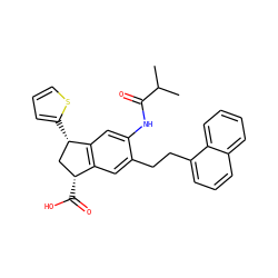 CC(C)C(=O)Nc1cc2c(cc1CCc1cccc3ccccc13)[C@H](C(=O)O)C[C@@H]2c1cccs1 ZINC000013679504