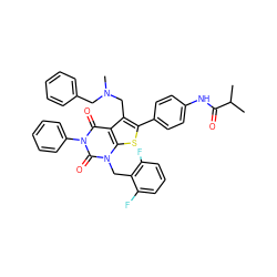 CC(C)C(=O)Nc1ccc(-c2sc3c(c2CN(C)Cc2ccccc2)c(=O)n(-c2ccccc2)c(=O)n3Cc2c(F)cccc2F)cc1 ZINC000028238507