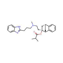 CC(C)C(=O)O[C@@]1(CCN(C)CCCc2nc3ccccc3[nH]2)C[C@H]2CC[C@@H]1c1ccccc12 ZINC000068204835