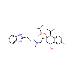 CC(C)C(=O)O[C@]1(CCN(C)CCCc2nc3ccccc3[nH]2)C[C@@H](O)c2cc(F)ccc2[C@@H]1C(C)C ZINC000473129829