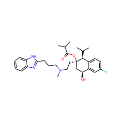 CC(C)C(=O)O[C@]1(CCN(C)CCCc2nc3ccccc3[nH]2)C[C@H](O)c2cc(F)ccc2[C@@H]1C(C)C ZINC000473129820