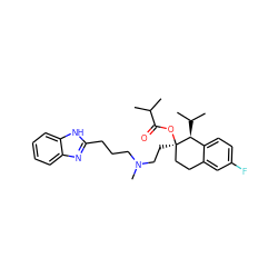 CC(C)C(=O)O[C@]1(CCN(C)CCCc2nc3ccccc3[nH]2)CCc2cc(F)ccc2[C@@H]1C(C)C ZINC000003942158