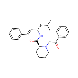 CC(C)C[C@@H](/C=C/c1ccccc1)NC(=O)[C@@H]1CCCCN1CC(=O)c1ccccc1 ZINC000026746684