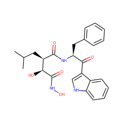 CC(C)C[C@@H](C(=O)N[C@@H](Cc1ccccc1)C(=O)c1c[nH]c2ccccc12)[C@H](O)C(=O)NO ZINC000026966755