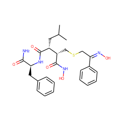 CC(C)C[C@@H](C(=O)N[C@@H](Cc1ccccc1)C(N)=O)[C@H](CSC/C(=N/O)c1ccccc1)C(=O)NO ZINC000027088638