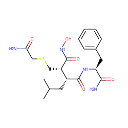 CC(C)C[C@@H](C(=O)N[C@@H](Cc1ccccc1)C(N)=O)[C@H](CSCC(N)=O)C(=O)NO ZINC000027078506