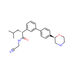 CC(C)C[C@@H](C(=O)NCC#N)c1cccc(-c2ccc([C@@H]3CNCCO3)cc2)c1 ZINC000027199277