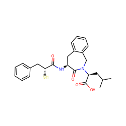 CC(C)C[C@@H](C(=O)O)N1Cc2ccccc2C[C@H](NC(=O)[C@H](S)Cc2ccccc2)C1=O ZINC000028021989