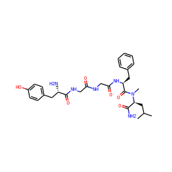 CC(C)C[C@@H](C(N)=O)N(C)C(=O)[C@H](Cc1ccccc1)NC(=O)CNC(=O)CNC(=O)[C@@H](N)Cc1ccc(O)cc1 ZINC000026938238