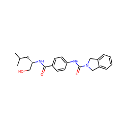 CC(C)C[C@@H](CO)NC(=O)c1ccc(NC(=O)N2Cc3ccccc3C2)cc1 ZINC000166976401