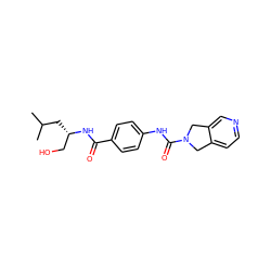 CC(C)C[C@@H](CO)NC(=O)c1ccc(NC(=O)N2Cc3ccncc3C2)cc1 ZINC000166012854