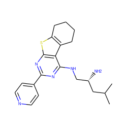 CC(C)C[C@@H](N)CNc1nc(-c2ccncc2)nc2sc3c(c12)CCCC3 ZINC000223659038