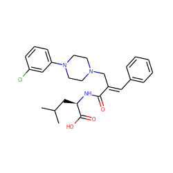 CC(C)C[C@@H](NC(=O)/C(=C/c1ccccc1)CN1CCN(c2cccc(Cl)c2)CC1)C(=O)O ZINC001772619959