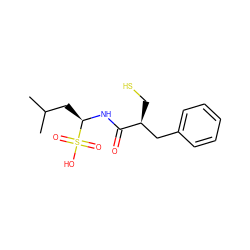 CC(C)C[C@@H](NC(=O)[C@@H](CS)Cc1ccccc1)S(=O)(=O)O ZINC000013449690