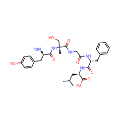 CC(C)C[C@@H](NC(=O)[C@@H](Cc1ccccc1)NC(=O)CNC(=O)[C@@](C)(CO)NC(=O)[C@H](N)Cc1ccc(O)cc1)C(=O)O ZINC000026151223