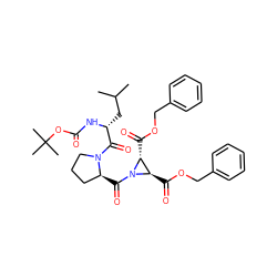 CC(C)C[C@@H](NC(=O)OC(C)(C)C)C(=O)N1CCC[C@@H]1C(=O)N1[C@H](C(=O)OCc2ccccc2)[C@H]1C(=O)OCc1ccccc1 ZINC000036178713