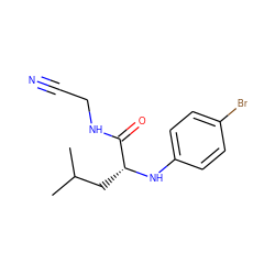 CC(C)C[C@@H](Nc1ccc(Br)cc1)C(=O)NCC#N ZINC000028375385