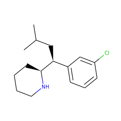 CC(C)C[C@@H](c1cccc(Cl)c1)[C@@H]1CCCCN1 ZINC000035090566