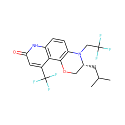 CC(C)C[C@@H]1COc2c(ccc3[nH]c(=O)cc(C(F)(F)F)c23)N1CC(F)(F)F ZINC000028953807