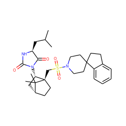 CC(C)C[C@@H]1NC(=O)N([C@H]2C[C@H]3CC[C@]2(CS(=O)(=O)N2CCC4(CCc5ccccc54)CC2)C3(C)C)C1=O ZINC000027317252