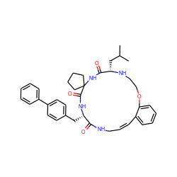 CC(C)C[C@@H]1NCCOc2ccccc2/C=C\CNC(=O)[C@H](Cc2ccc(-c3ccccc3)cc2)NC(=O)C2(CCCC2)NC1=O ZINC001772654522