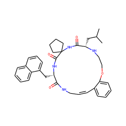 CC(C)C[C@@H]1NCCOc2ccccc2/C=C\CNC(=O)[C@H](Cc2cccc3ccccc23)NC(=O)C2(CCCC2)NC1=O ZINC001772585667