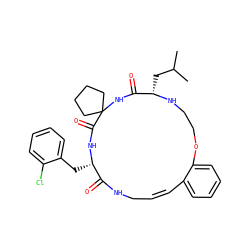 CC(C)C[C@@H]1NCCOc2ccccc2/C=C\CNC(=O)[C@H](Cc2ccccc2Cl)NC(=O)C2(CCCC2)NC1=O ZINC001772647138