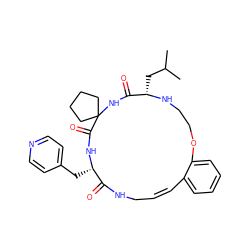 CC(C)C[C@@H]1NCCOc2ccccc2/C=C\CNC(=O)[C@H](Cc2ccncc2)NC(=O)C2(CCCC2)NC1=O ZINC001772617212