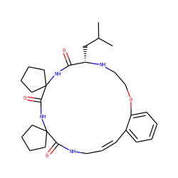 CC(C)C[C@@H]1NCCOc2ccccc2/C=C\CNC(=O)C2(CCCC2)NC(=O)C2(CCCC2)NC1=O ZINC001772576285